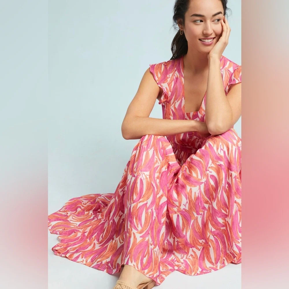 Anthropologie Maeve Banana Grove Maxi Dress Size 4 - Picture 1 of 6
